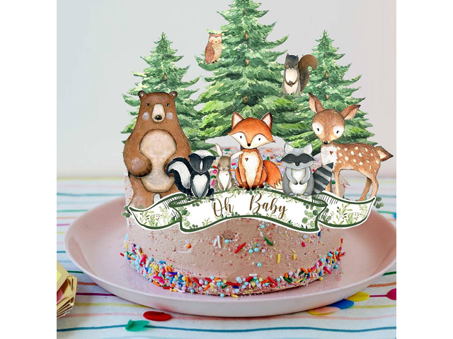 Woodland Animals Party Decorations Cake Toppers, Cupcake Picks & Table Centerpieces for Wild One Camping, Baby Showers and Birthdays Party...