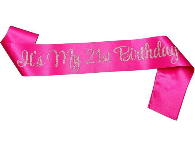 21st Birthday Sash, Birthday Sash for Girls,Birthday Princess 21st Birthday Gifts Decorations for Happy 21st Birthday Party Favor Supplies,Hot Pink.