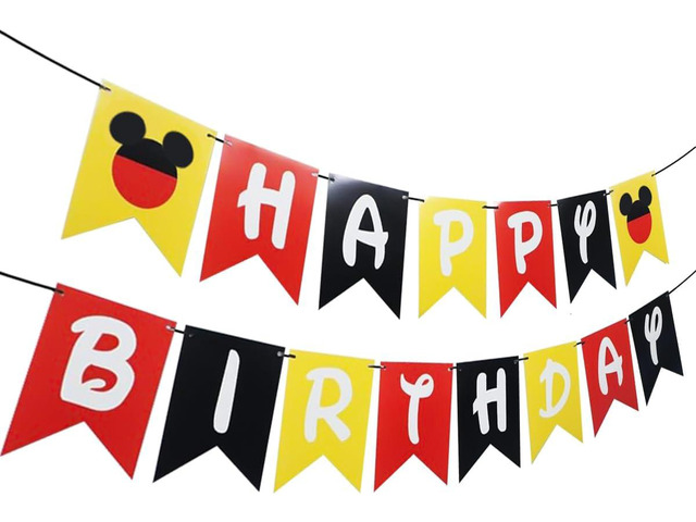 Cartoon Mouse Birthday Party Banner, Cartoon Mouse Style Bunting, Cartoon Mouse Themed Birthday Party Supplies