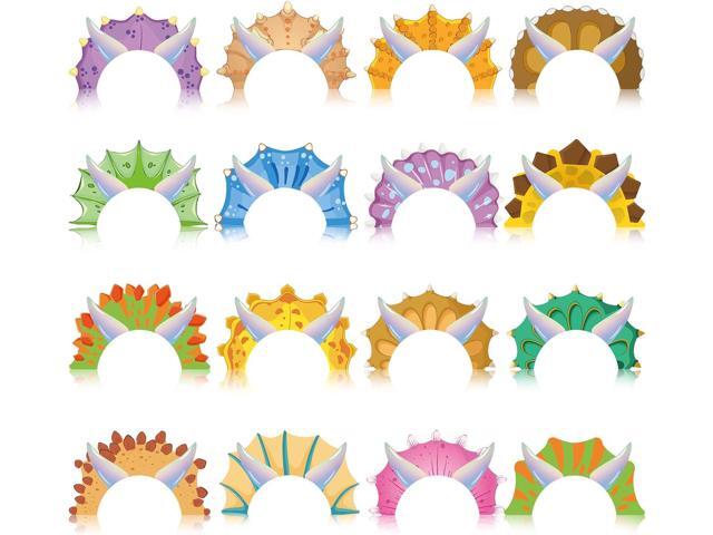 Sinmoe 32 Pcs Dinosaur Party Hats Dinosaur Birthday Party Supplies Paper Dinosaurs Hats Crown Tiara Dinosaurs Birthday Headband with 32 Adjustable.