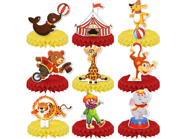 Carnival Circus Honeycomb Centerpieces, KSKSPE 9Pcs Carnival Circus Party Table Centerpieces Carnival Circus Birthday Decorations Carnival Theme...