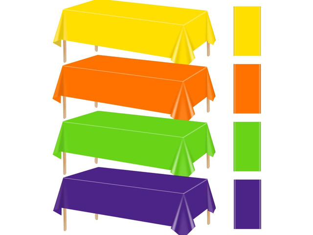 4Pcs Assorted Color Tablecloths, Neon Colorful Rectangle Table Cover for Fiesta Wedding Picnic Home Glow Neon Birthday Party Supplies, 51 x 86.6 Inch