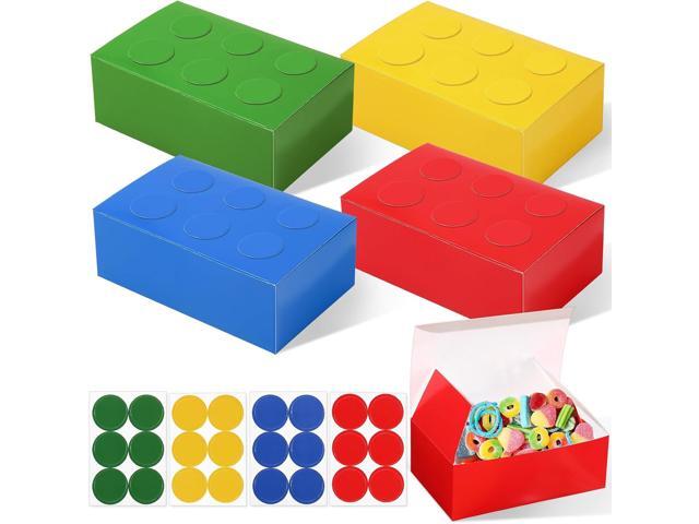Leinuosen 24 Pieces Building Block Party Favor Boxes 4 Color DIY Brick Theme Gift Goodie Treat Candy Cardboard Paper Box for Building Block...