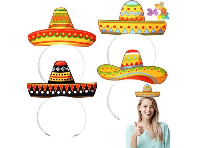 JOYIN 24 Pcs Cinco de Mayo Sombrero Headbands for Mexican Themed Fiesta Party, Party Supplies Decorations for Fun Fiesta Hat Party Supplies, Luau...