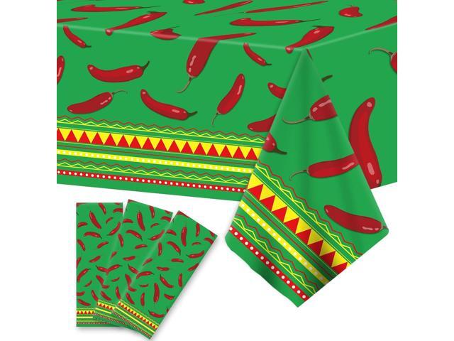 gisgfim 3pcs Chili Cook Party Decorations Off Tablecloth, Red Pepper Plastic Table Cover Decorations Disposable Chili Cook Party Supplies for.