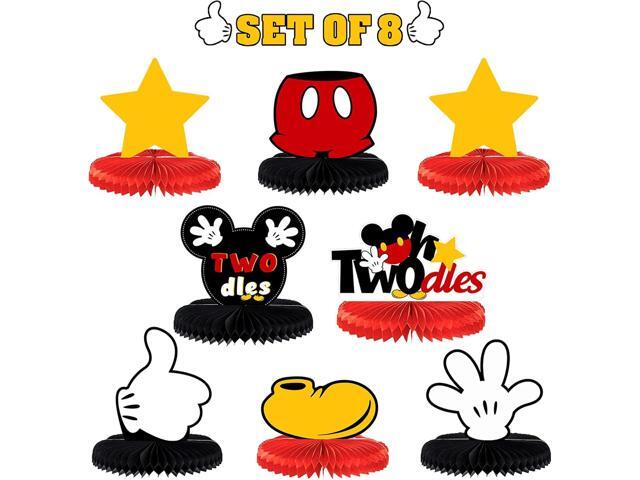 LINGTEER Oh Twodles Birthday Table Honeycomb Centerpieces - Cheers to Boys 2nd Birthday Kids Two Years Old Mouse Themed Bday Party Decorations Sign.