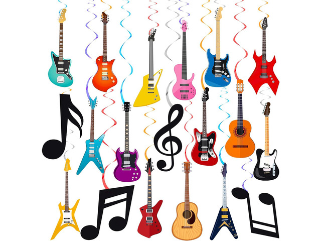 20PCS Guitar Party Hanging Swirls Decorations for Guitar Theme Birthday Party Hanging Booth Props Musical Instrument Hanging Swirls for Music Note...
