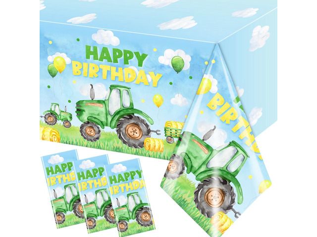 Tractor Birthday Decorations 3pcs Tractor Party Tablecloths Tractor Birthday Table Cover for Boys Birthday Baby Shower Party Favors Supplies