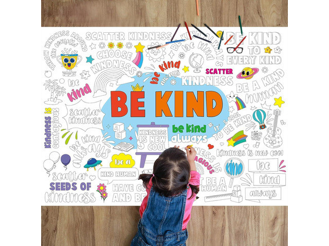 Be Kind Coloring Poster for Kids Giant Coloring Poster Large Positive Coloring Tablecloth Jumbo Coloring Books for Kids Classroom Home Birthday...