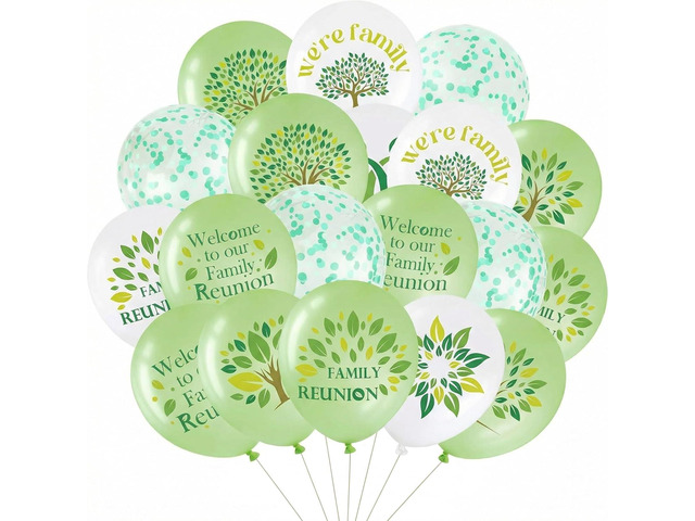 Hollowfly 54 Pcs Family Reunion Party Balloons 12 Inch We Are Family Latex Balloons Eucalyptus Sage Green Confetti Decorations for Home Gathering...