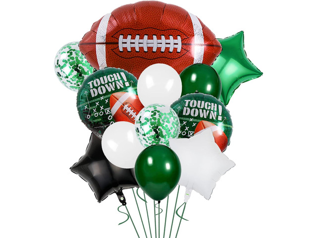 Football Party Balloons,27 Inch Football Shape Balloon Mylar Foil Latex Balloon Bouquet for Kids Teenagers Sport Theme Birthday Party Decors, Super...