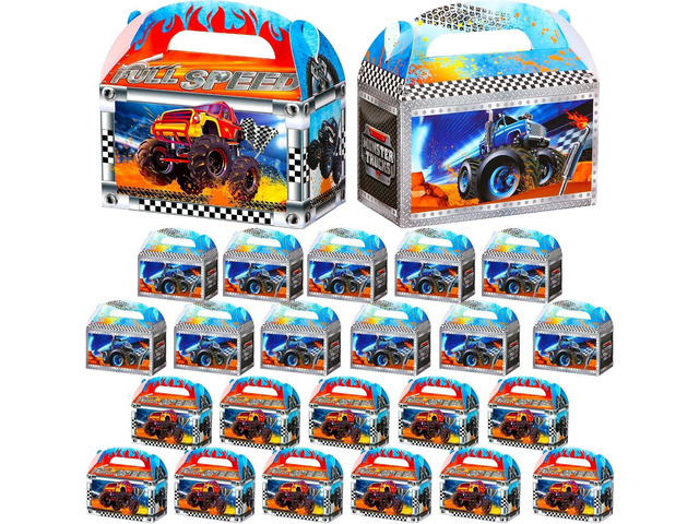 Zonon 24 Pcs Race Car Party Favor Boxes 6 x 3 x 3.6 Inches Birthday Party Supplies Wheels Goodie Gift Boxes Race Car Treat Bags for Kid Boy Wheels...