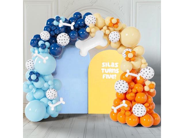 Blue Balloons Garland Kit Blush Nude Baby Blue Dusty Orange Dog Paw Print Balloons Arch Bone Balloon for Dog Themed Birthday Party Decorations Boys...