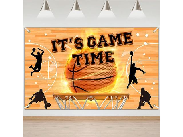 Avezano Basketball Birthday Banner It's Game Time Basketball Party Decorations Sport Theme Birthday Wall Hanging Backdrop Decor Boys Bday Photo...