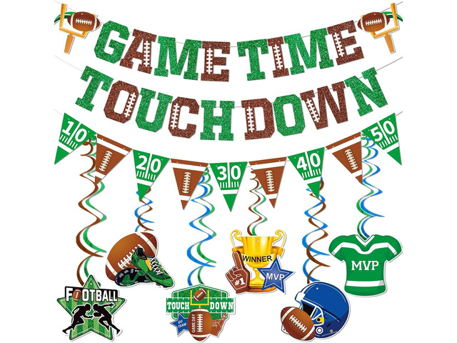 Game Time Touch Down Football Banner: Football Party Decorations for Birthday Parties Birthday & Sports Fantasy Party Decorations