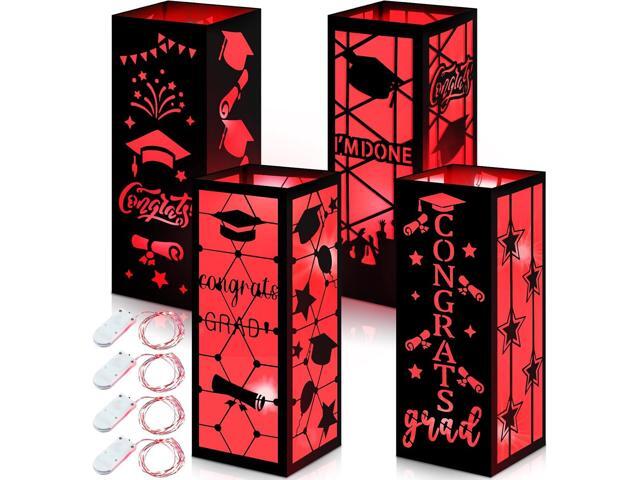 Feifeiya 4 Pcs 2026 Graduation Table Centerpieces Boxes Class of 2026 Graduation Table Lanterns with LED String Lights for Congrats Grad School.