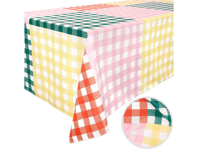 xo, Fetti Gingham Checkered Washable Tablecloth - 9ft. Camp Bachelorette Party Supplies, Getting Lit + Getting Hitched, Glamping Birthday Party...