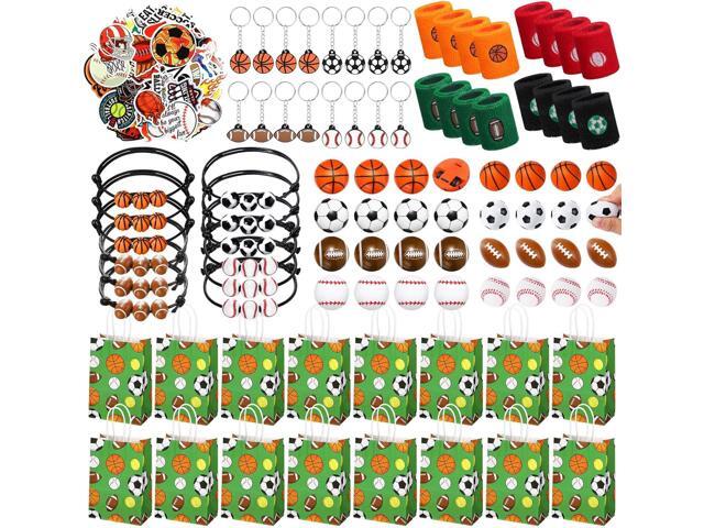 Aoriher 162 Pcs Sport Party Favors, Sport Gift Bag Fillers Foam Basketball Soccer Baseball Football Tattoo Stickers Keychains Sticker Charm...
