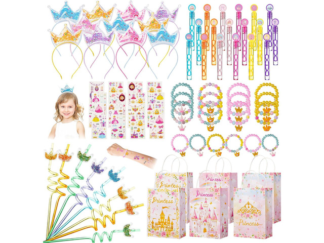 Vanblue 72Pcs Princess Party Favors Crown Birthday Decorations Party Supplies for Girls, Crown Headbands Princess Castle Goodie Bag Stuffers,Pinata...
