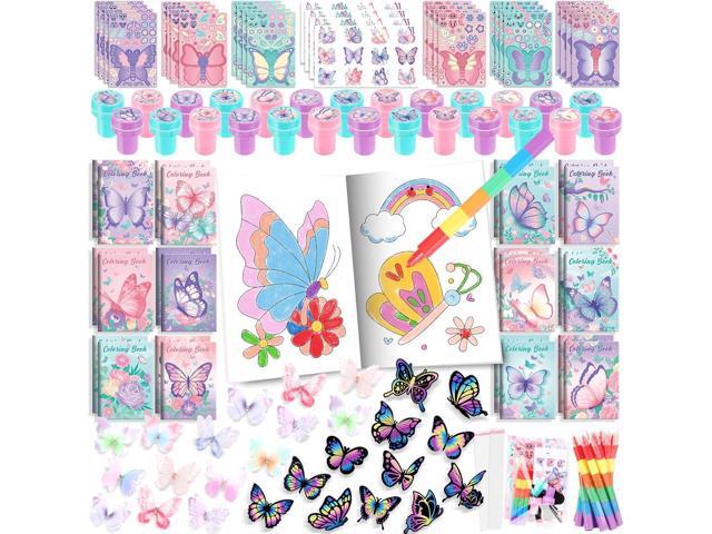 BenLouis 96Pcs Butterfly Party Favors Butterfly Fairy Coloring Books Crayon Stickers Set Bulk for Kids Butterfly Birthday Decor Spring Flower Tea...