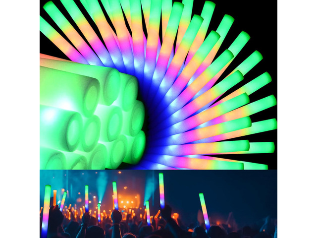 204Pcs Foam Glow Sticks Bulk,Foam Light up Sticks with 3 Modes Colorful Flashing,Light up Foam Sticks,Glow Sticks for Wedding,Glow in The Dark foam...