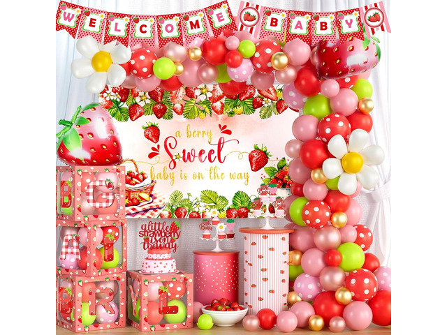 Party Inspo Strawberry Baby Shower Decorations, A Berry Sweet Baby is On the Way Decor, Strawberry Sweet Its a Girl Party Supplies with Berry...