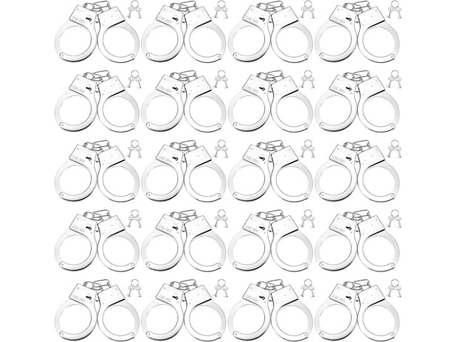 Leitee 20 Pairs Toy Handcuffs for Kids Metal Handcuffs with Keys 9 Inch Hand Cuff Fake Police Party Favor Gift Police Costume Prop Accessories Role...