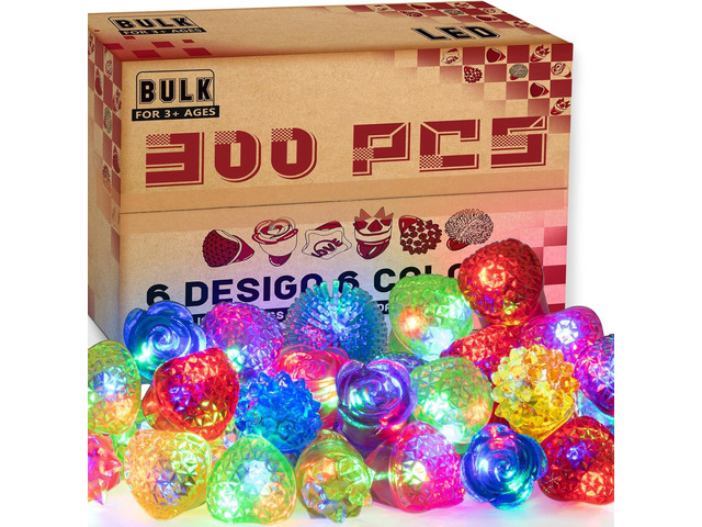 300pcs Glow in the Dark Rings Bulk Pack(6 color), Light Up Rings for Kids & Adults, LED Party Favors, Party Supplies, Glow Jewelry for Rave,...