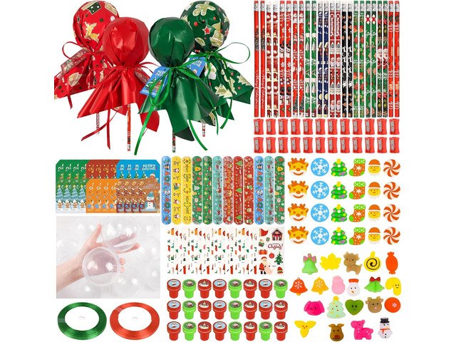 LiYiQ 24Pack Christmas Party Favor Return Gifts for Party Student Stationery Gifts from Teacher Giant Lollipop with Gift Cards, Pencils, Erasers,...