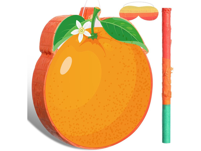 Aoriher Orange Piñata Orange Citrus Party Game Set Summer Fruit Piñata Berry Birthday Decoration with Stick Mask for Summer Fruit Theme Birthday...