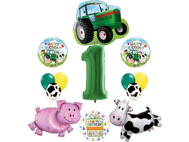 Tractor and Farm Animals 1st Birthday Party Supplies Balloon Bouquet Decorations