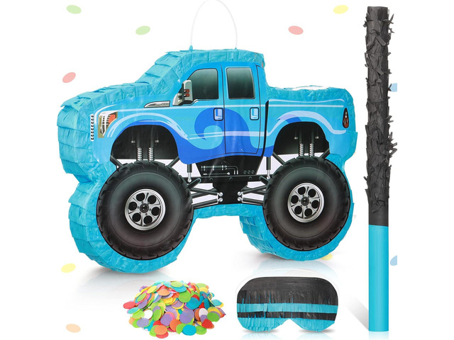 Small Truck Piñata Birthday Truck Piñata for Kids Construction Piñata with Stick Blindfold Confetti Boys Birthday Party Supplies for Carnival...