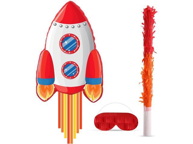 Rocket Pinata Space Pinata with Blindfold and Bat Space Themed Party Supplies for Girls Boys Kids Birthday Party Game Toys Favors Decorations, 16.5...