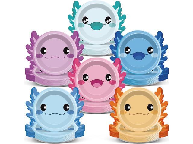 60Pcs Axolotl Shaped Birthday Party Decorations Reptile Animals 7 Inch Dessert Plates Tableware Cartoon Axolotl Dinner Paper Plates Dinnerware for...