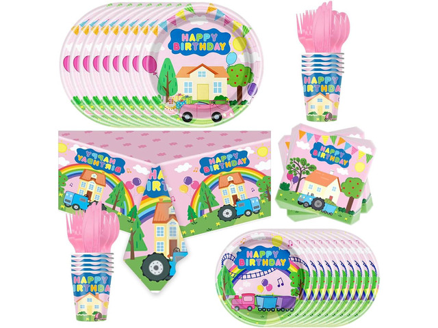 81Pcs Pink Pig Party Tableware Set pink pig Party Decoration pink pig Birthday Party Supplies