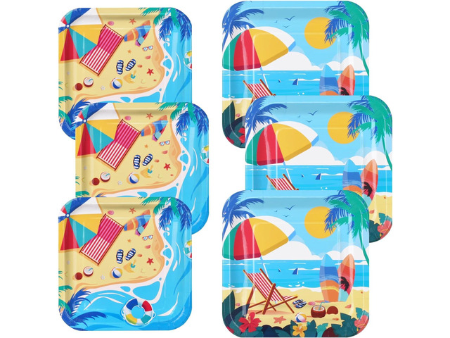 Gatherfun 80 PCS Beach Theme Party Supplies Set - Ultimate Summer Pool Pack with Paper Dinner & Dessert Plates for Hawaiian Beach Party, Birthday...