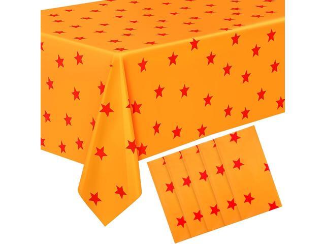 Oudain 5 Pcs Anime Theme Tablecloth Yellow and Red Stars Print Table Cover Set 108 x 54 Inches Party Decor Supplies Birthday Themed Party Decoration