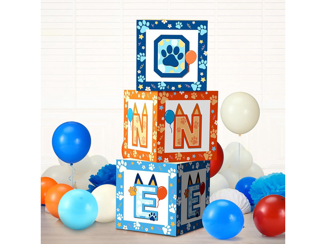 Lunmon 3 Pcs First Dog Paw Print Birthday Party Decorations 1st Balloon Boxes with 25 Balloons Dog Paw One Boxes Decorations Birthday Party...