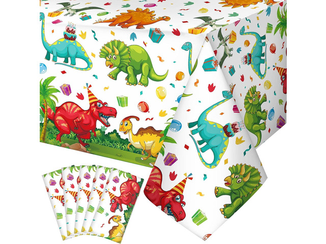 Tegeme 5 Pcs Dinosaur Plastic Tablecloth Dinosaur Party Table Cover 54 x 108 Inch Disposable Waterproof Dino Print Table Cloth for Birthday Party...