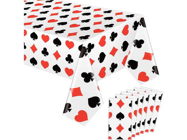 Tatuo Casino Theme Party Decorations Poker Tablecloth Plastic Disposable Poker Table Cover Las Vegas Party Decorations for Birthday Decoration...