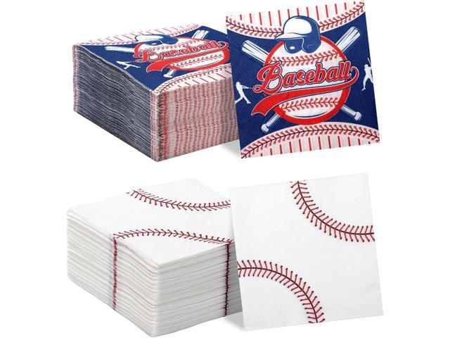Teenyyou 200 Pcs Baseball Napkins, Sports Themed Party Supplies, 10' Disposable Paper Baseball Dinner Guest Hand Napkins for Birthday Party Favors