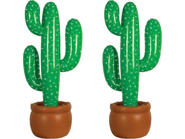 Beistle Pack of 2 Inflatable Cactus Decorations in Green/White/Brown, Wild West Party Decorations, Mexican Cinco de Mayo Party Accessories, 35'