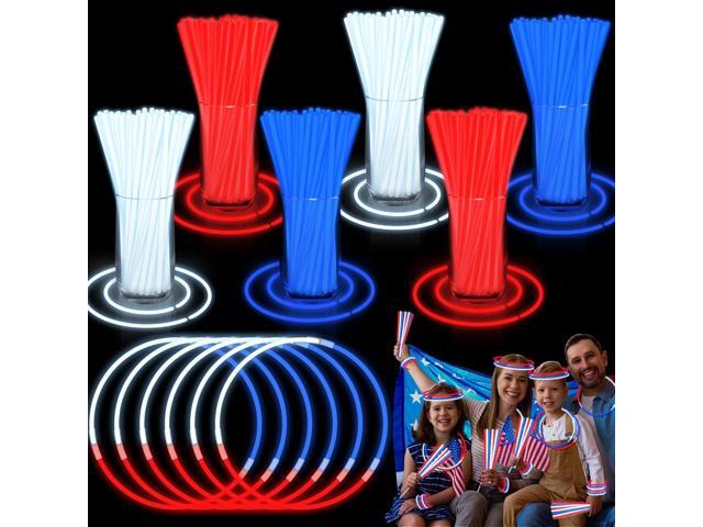 300 Pack 4th of July Glow Sticks Party Favors with Connectors,Patriotic Red White Blue Glow Stick Bracelets Nacklaces Glow in the Dark Party...