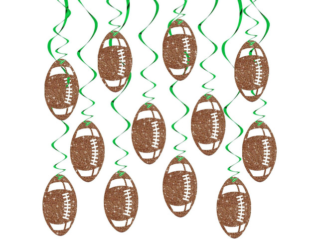 BEISHIDA Football Hanging Swirl Decorations-15Pcs Pre-Strung Football Party Ceiling Hanging Decorations for Game Day Birthday Theme Party Supplies