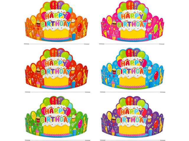 30 Pcs Birthday Party Crowns for Kids Happy Birthday Hats Colorful Crown Set Paper School Classroom Hats with Elastic Band for Classroom School...