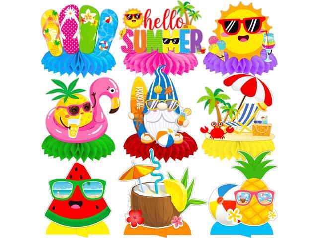 Hello Summer Honeycomb Centerpieces Summer Party Decorations 11Pcs Beach Pool Party Table Decorations Summer Centerpieces for Tables Hawaiian...