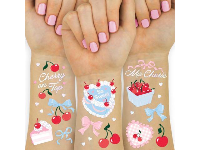 xo, Fetti Cherry Temporary Tattoos - 50 Iridescent Foil Pcs Ma Cherie Baby Shower, Cherry on Top Bachelorette Decorations, Birthday Decor, Kids...