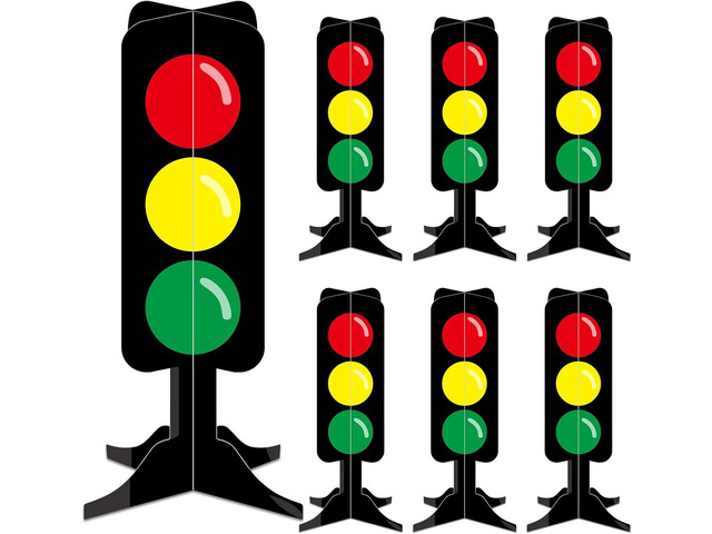 6 Pcs Traffic Light Racing Car Party Centerpieces 3D Cardboard Traffic Light Fast One Birthday Decorations for Racing Theme Birthday Party Photo...