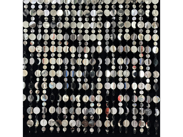 Silver Shimmer Wall Backdrop, 20 Packs Silver Sequin Curtain Circle Dots Garland for Wedding, Birthday, Bachelorette Party, 70s 80s 90s Theme Disco...