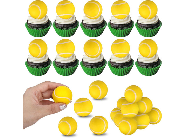 12 PCS Tennis Cupcake Toppers Assembled 3D Foam Mini Sport Ball Cupcake Picks Tennis Party Decorations for Tennis Theme Baby Shower Kids Birthday...